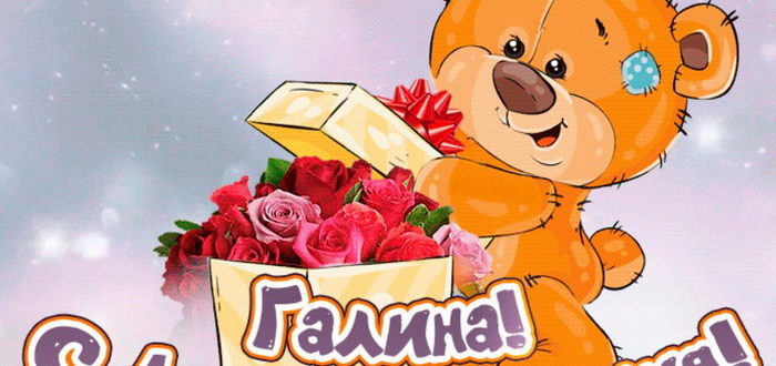 Плюшевый медвежонок поздравляет Галину с днем рождения